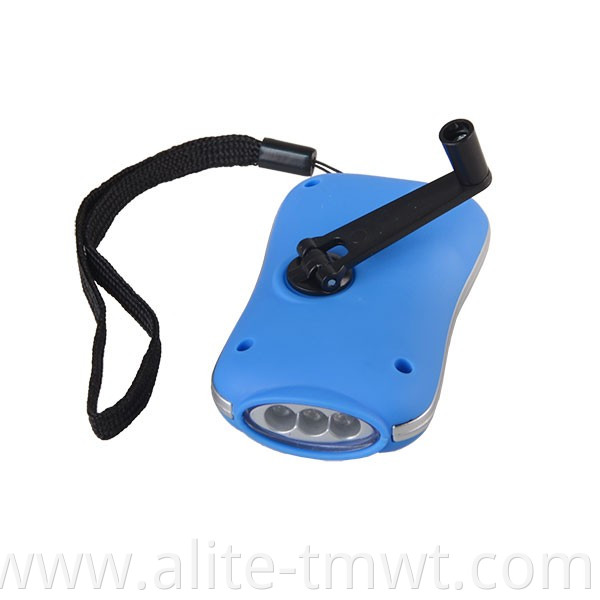 3W Hand Cranking Light Plastic Flat Hand Crank Dynamo Torch Light